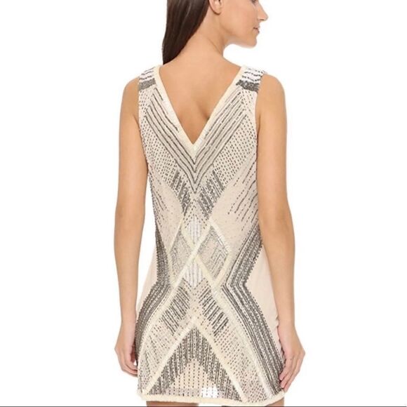 #125 THE JETSET DIARIES the nude beaded mini dress - Picture 3 of 13